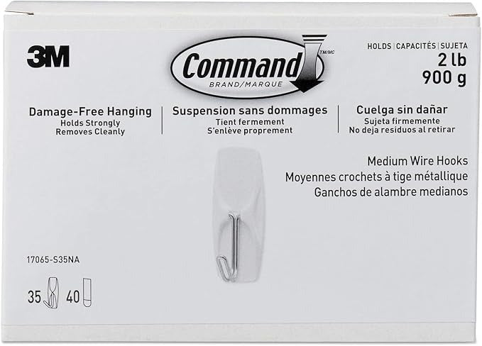 3M 3M MMM17065S35NA medium wire hooks 2 lb cap (35/Pack) 17065S35NA