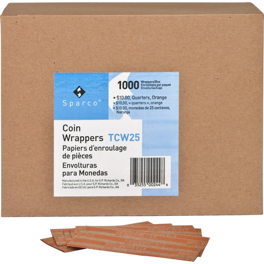 SPARCO Sparco SPRTCW25 Flat Coin Wrapper $10 Quarters Capacity (Pack 1000)