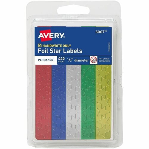 AVERY Avery AVE06007 Foil Star Stickers 0.5 in 440 Pack