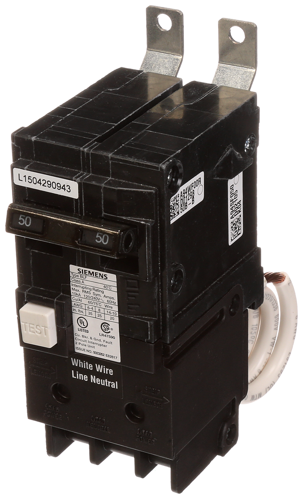 Siemens BF240A GFI Circuit Breaker, 120/240 VAC, 40 A, 10 kA Interrupt, 2 Poles, Thermal/Magnetic Trip