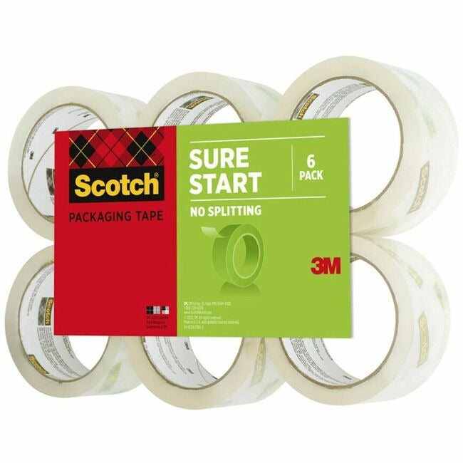 3M 3M MMM35006 Scotch Sure Start Packaging Tape (1.88 in x 54.6 yd, 6 Pack) 3500-6
