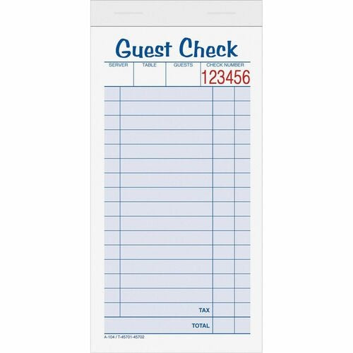 TOPS Tops TOP45702 Guest Check Book 2-part 50 Sets Pack of 10