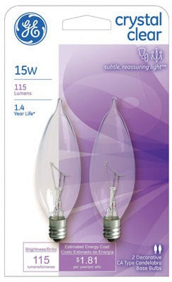 GE G E Lighting 48396 Bent Tip Candelabra Bulb 15W 2 Pack