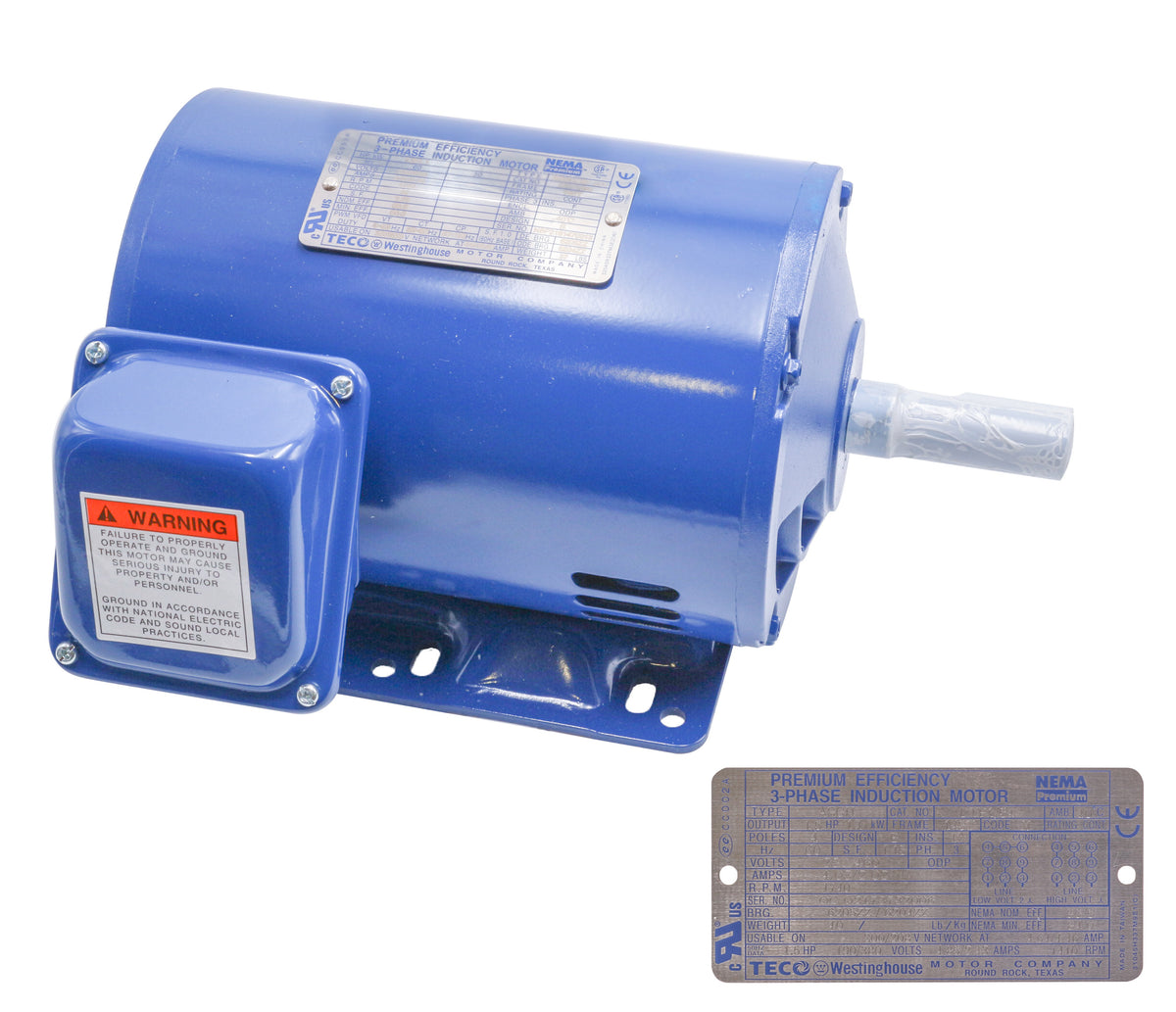 CAPTIVEAIRE DTP1/54 1.5 HP 3 Phase Continuous Duty Motor