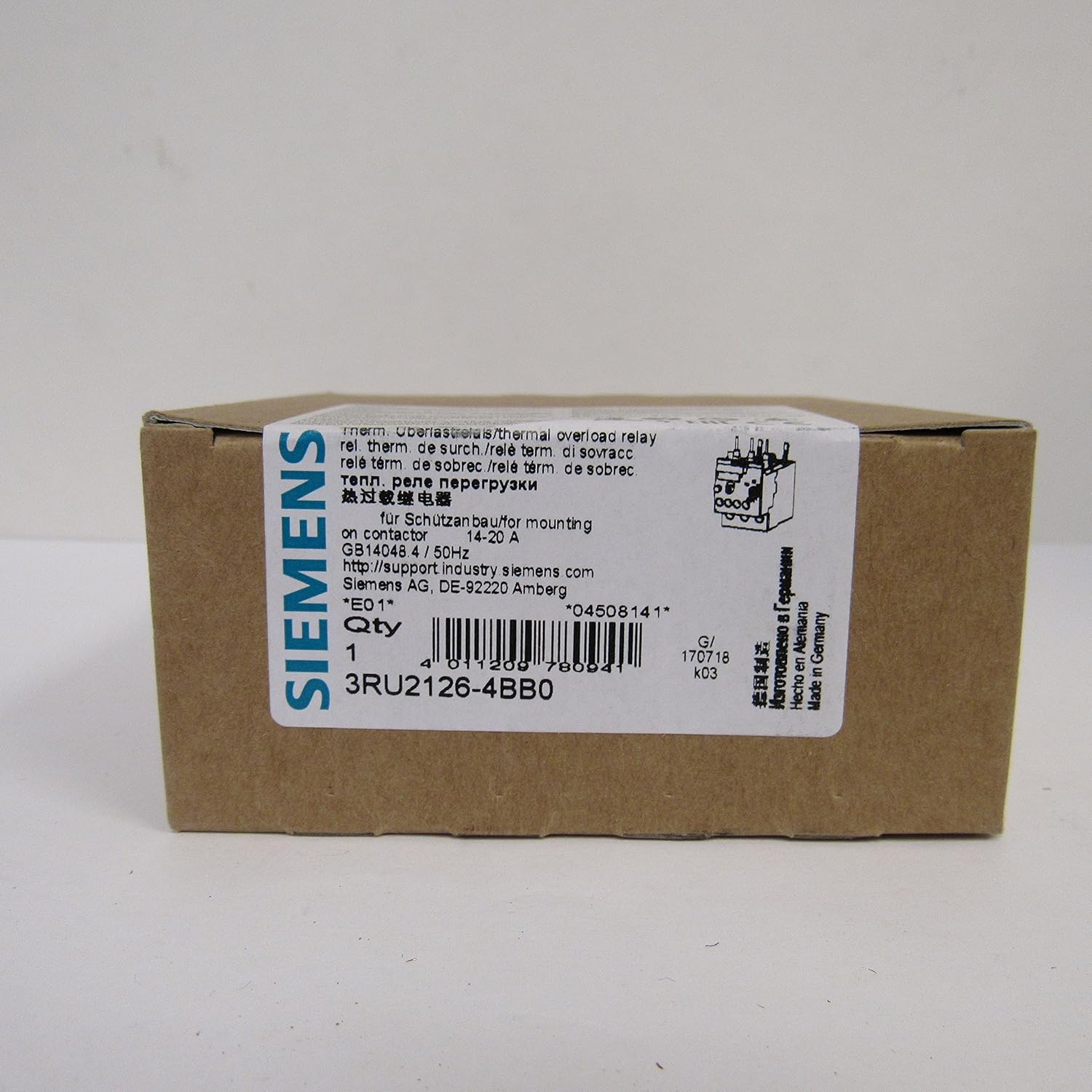 Siemens 3RU2126-4BB0 Overload Relay 14-20 AMP