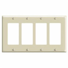 Leviton 80412-NT 4-Gang Decora/GFCI Device Wallplate Standard Size Thermoplastic Nylon Light Almond