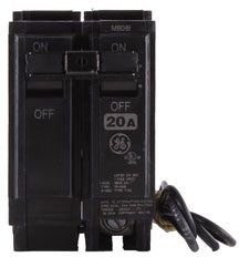 GE THQL1120ST1 THQL Molded Case Circuit Breaker, 120/240 VAC, 20 Amp, 10 kAIC, 1 Pole