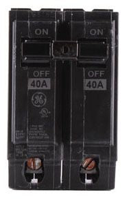 GE THQL2140 THQL Molded Case Circuit Breaker, 120/240 VAC, 40 A, 10 kA Interrupt, 2 Poles, LI/Non-Interchangeable Thermal Magnetic Trip