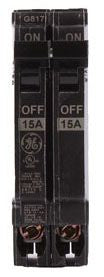 GE THQP215 THQP Molded Case Circuit Breaker, 120/240 VAC, 15 A, 10 kA, 2 Poles