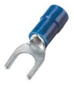 ABB TV14-10F-XV Catamount 16 to 14 AWG #10 Stud Blue Electrotinned Copper Vinyl Insulated Fork Terminal