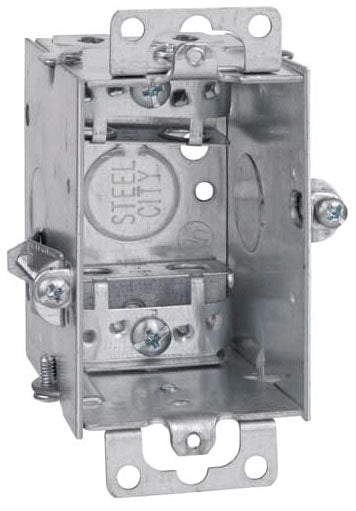 ABB LXOWC-25 Gangable Welded Style Switch Box Steel 12.5 cu-in Capacity 1 Gang 1 Outlet 4 Knockouts