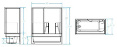Aquatic 2603TRIOR-WH Tub & Shower, Right Hand Drain, 60 x 30 x 72 Inches, White