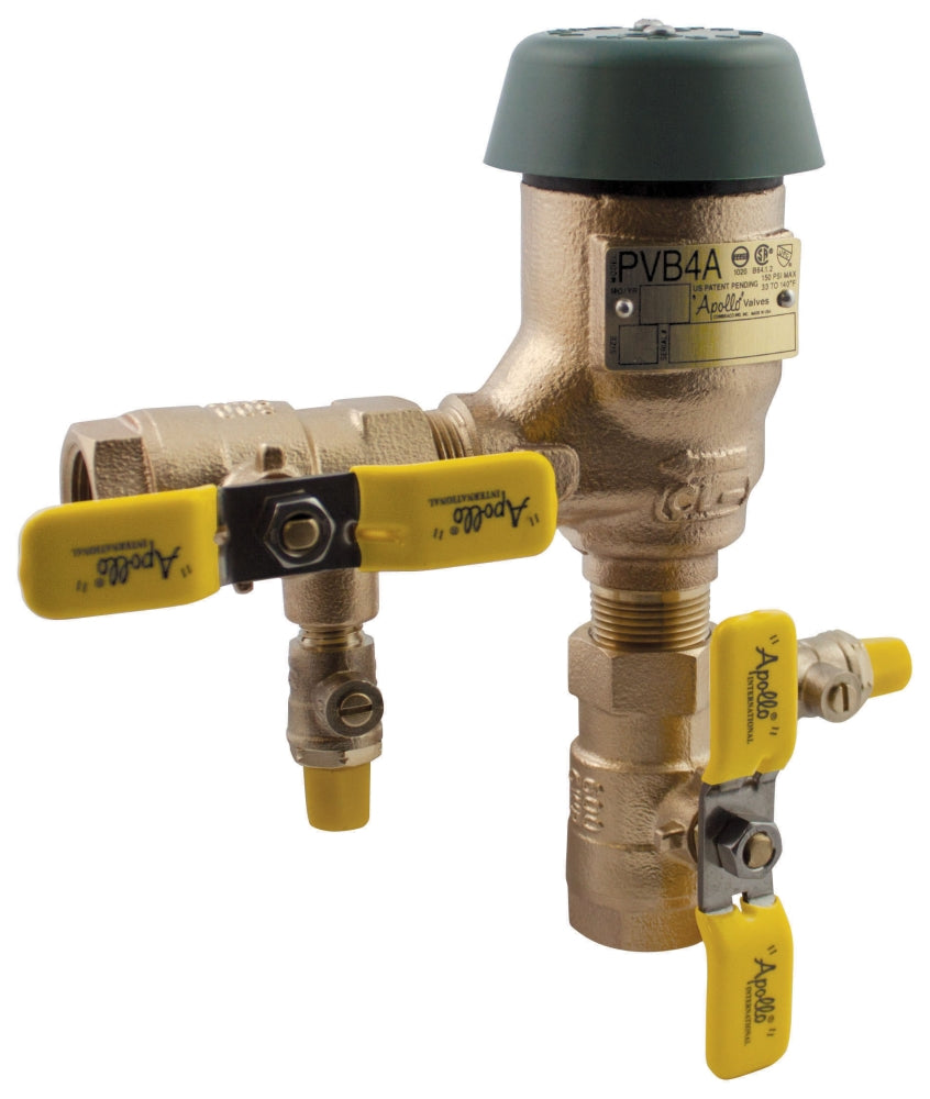 Apollo Valves 4A505A2F 1 x 1, 150 PSI, C84400 Bronze, Standard, Freeze Resistant Pressure Vacuum Breaker with SAE Threaded Test Cock