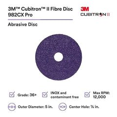 3M 7100242887 Cubitron II 982CX Pro Fibre Disc 36+ 5 inches 7/8 inches Die 500P