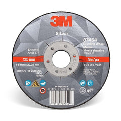 3M 7100141078 Silver Depressed Center Grinding Wheel, 5 in Dia, 1/4 in Thickness, 7/8 in Arbor, 36 Grit