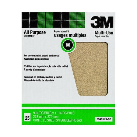 3M 7100089198 Aluminum Oxide Sheets for Paint and Rust Removal 9 in x 11 in 80 Grit