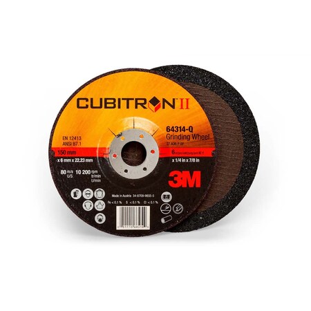 3M 60440305500 Cubitron Ii Depressed Center Grinding Wheel T27 (64314-Q) 6 In X 1/4 In X 7/8 In