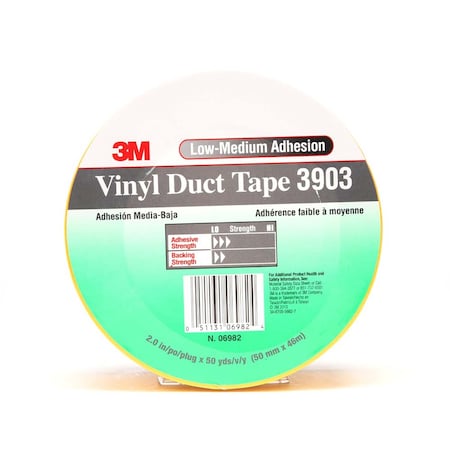 3M 70006711736 Vinyl Duct Tape 3903 Yellow 2 in x 50 yd 6.5 mil