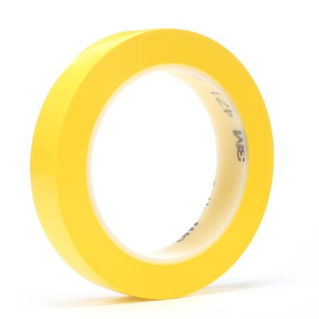 3M 7000047466 Vinyl Tape 471 Yellow 1/2 Inch x 36 Yard 5.2 Mil