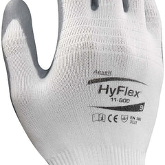 Ansell 11-800-9 Hyflex 15G White Nylon Oil Free Liner Gray Nitrile Rubber Palm Coat Sz 9