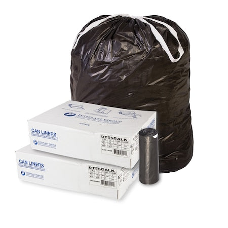 All-Pro DT55GALK Industrial Draw-Tape Liner 55 Gal 1.0Mil Black