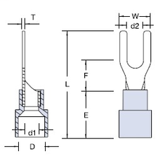 ABB TV10-8F-XV Catamount 12 to 10 AWG #8 Stud Yellow Electrotinned Copper Vinyl Insulated Fork Terminal