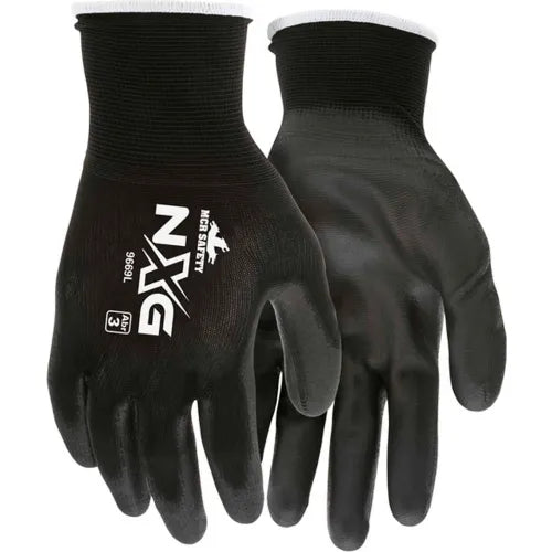 MCR Safety 9669XXL Economy PU Coated Work Gloves, 13-Gauge, Black, 2X-Large, 12 Pairs