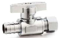 BMI 09634 1/2 x 3/8, PEX x OD, Lead-Free, Chrome Plated Forged Brass, ABS, 1/4 Turn Handle, Straight, Supply Valve