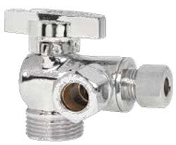 BMI 09687 5/8 x 3/8 x 1/4, OD x OD x OD, Lead-Free, 1/4 Turn Handle, Angle, Dual Outlet, Supply Valve