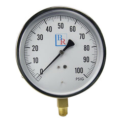 Blue Ribbon BR601D-454E 0 to 100 psi 4.5 inch Dial 1/4 inch MNPT Lower Mount Contractor Pressure Gauge