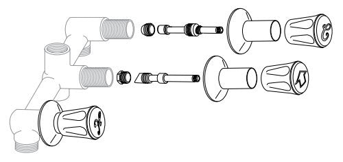 BrassCraft SK0165 Chrome Plated Handle/Trim, 3-Handle, Rebuild Kit for Harcraft Tub and Shower Faucet