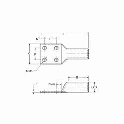 Hubbell YA26N BURNDY 1 HOLE COMPRESSION LUG 2/0 AWG, 1/2 STUD HOLE, FOR COPPER 35KV RATED