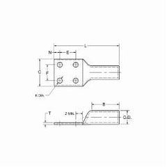 Hubbell YA26N BURNDY 1 HOLE COMPRESSION LUG 2/0 AWG, 1/2 STUD HOLE, FOR COPPER 35KV RATED