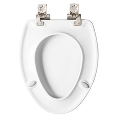 Bemis 19170CHSL000 STA-TITE, Alesio II 14-1/8 x 18-5/8 to 19-1/8, White, Enameled Wood, Chrome Hinge, Closed Front, Elongated, Toilet Seat with Cover