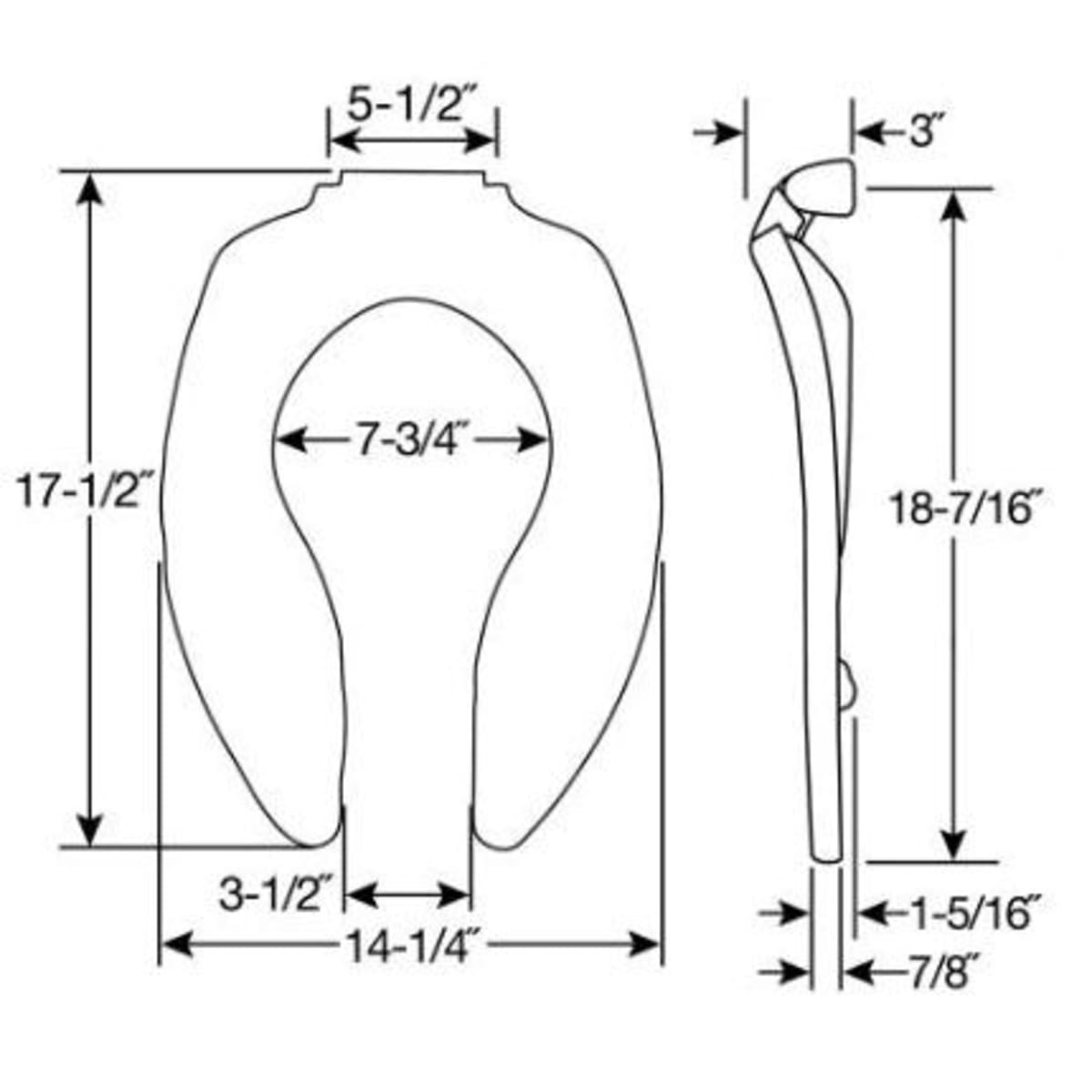 Bemis 9400SSCT-000 Self-Sustaining Check Hinge Toilet Seat 14-1/4 x 18-7/16