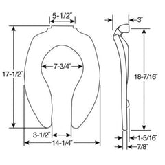 Bemis 9400SSCT-000 Self-Sustaining Check Hinge Toilet Seat 14-1/4 x 18-7/16