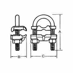 ABB GUV5825 Blackburn U Bolt Ground Clamp Copper 5/8 to 3/4 Inch