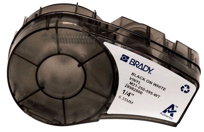 Brady M21-250-595-WT Label Vinyl 0.25 in x 21 ft BK/WT