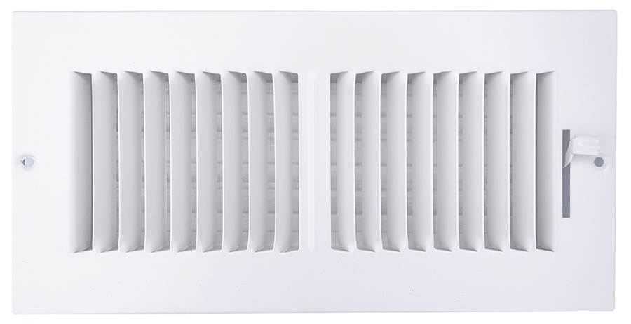 10in x 4in Wall/Ceiling Register 2-Way 1/2in Spaced Fins White Steel