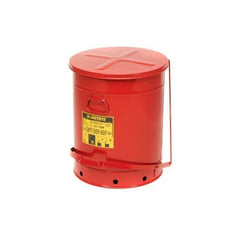 Justrite 9700 21 gal Red Galvanized Steel Oily Waste Can Foot Lever Opening Plastic
