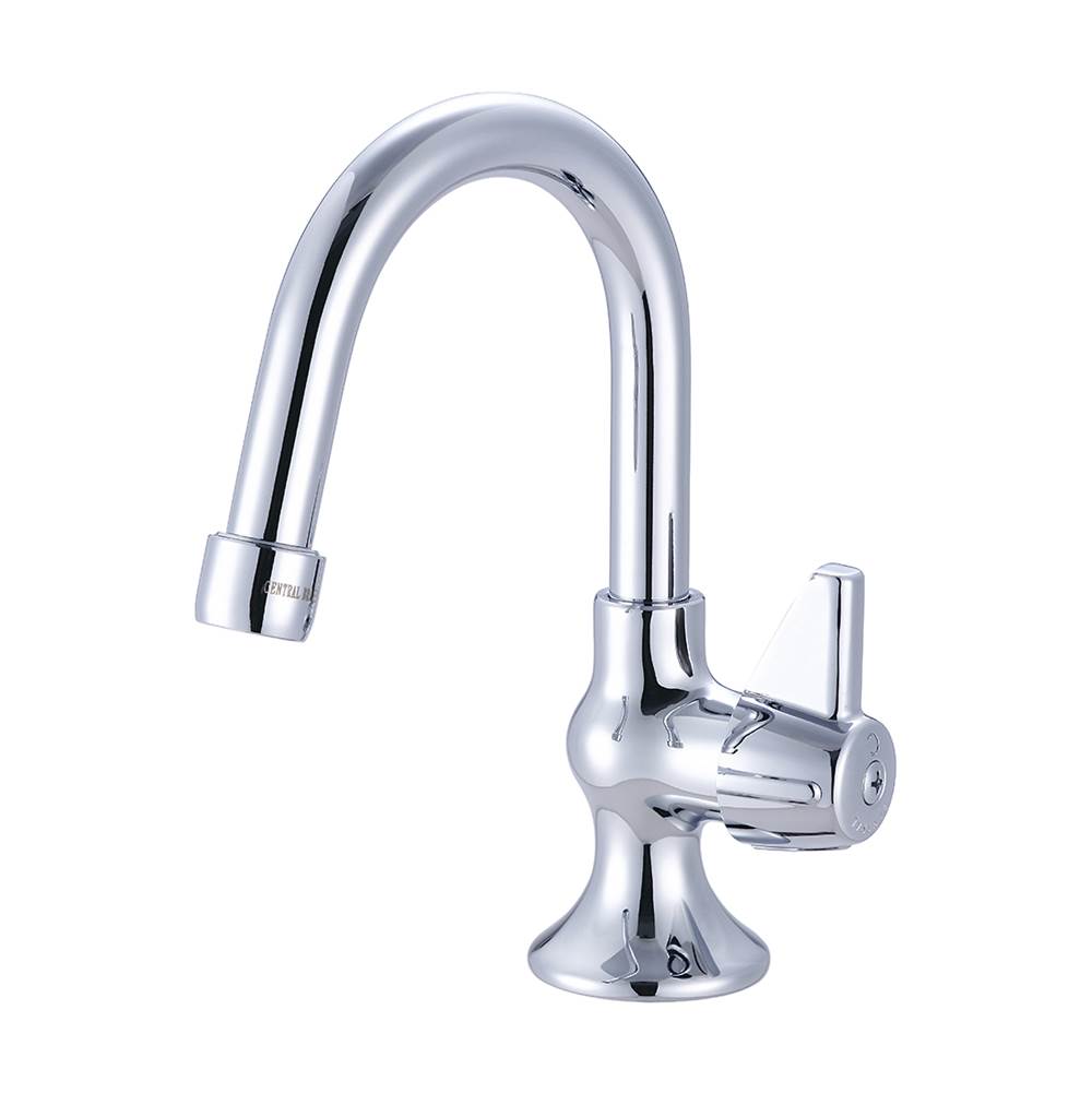 Central Brass 0281-AC One Canopy Handle Bar Faucet, With Gooseneck Spout, Replaceable Seat, 1.5 GPM, Polished Chrome