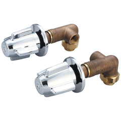 Central Brass 5413 Cast Brass Shower Corner Valve, With Canopy Handles & Replaceable Seats, Polished Chrome, 1/2 Female Union, 1 Pair