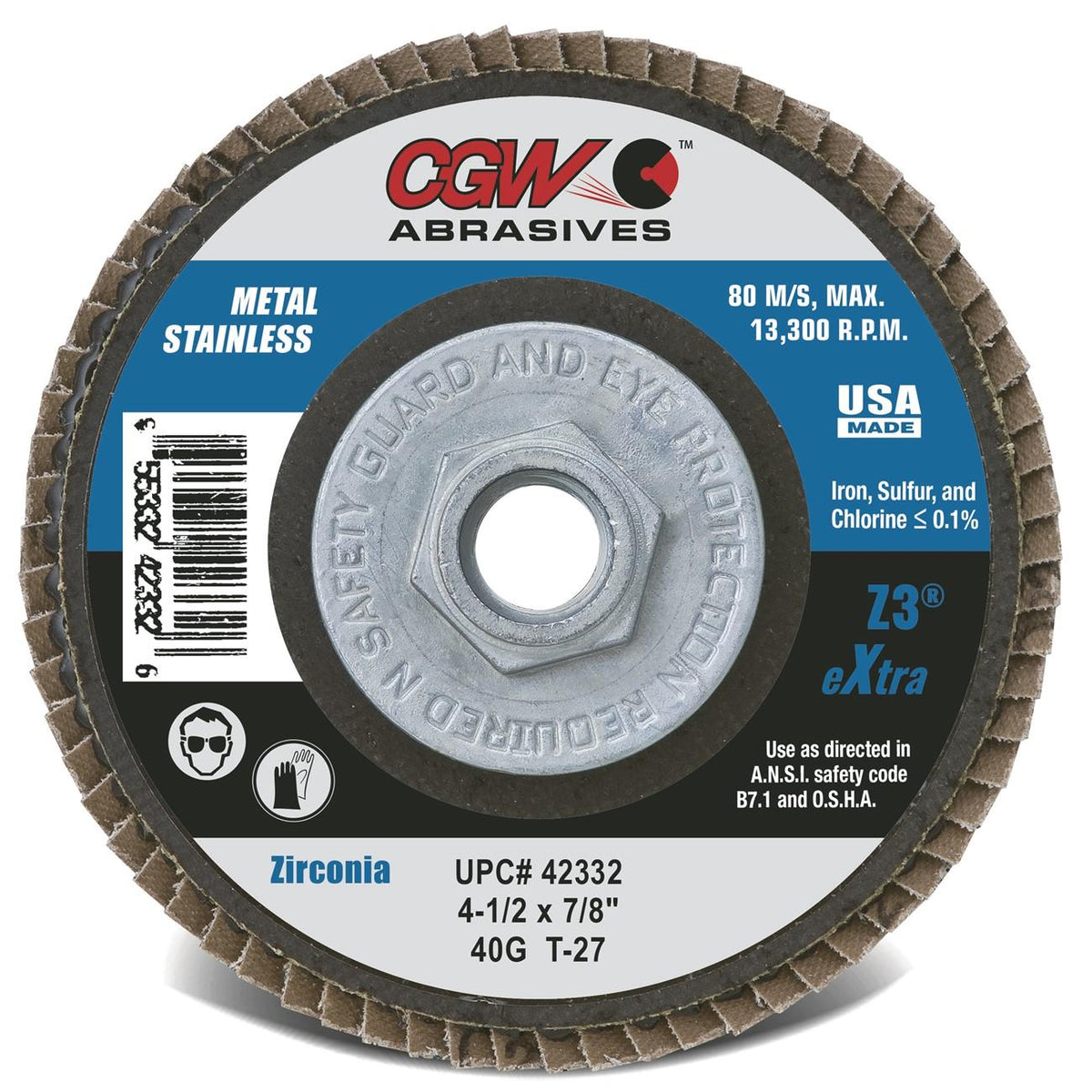 CGW 42301 Z3 Premium Zirconia Flap Discs 10-Pack Regular 36 Grit