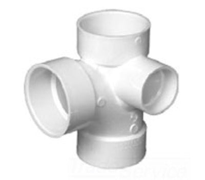 CHARLOTTE PIPE PVC004171000 4 In. Hub x Hub x Hub PVC DWV Sanitary Tee with 2 In. Right Side Inlet