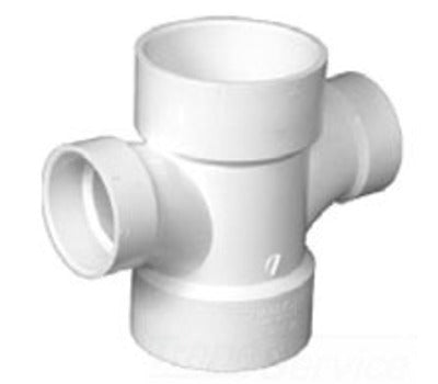 CHARLOTTE PIPE PVC004290600 2 x 2 x 1-1/2 x 1-1/2 in. Hub PVC DWV Double Sanitary Reducing Tee