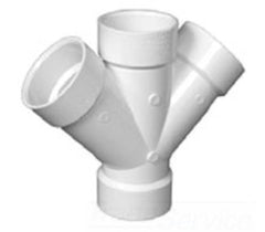 CHARLOTTE PIPE PVC006110800 2 in. Hub x Hub x Hub x Hub PVC DWV 45-degree Double Wye