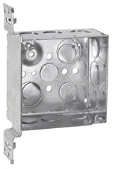 Crouse-Hinds TP451 4 Square Outlet Box, 30.3 Cubic Inch Capacity, Welded Steel, (2) 1/2, (1) 3/4 Knockouts