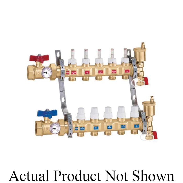 Caleffi 6686C5S1A TwistFlow Manifold Assembly 3 Loop 1 Inch Brass Pre-Assembled