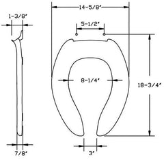 Centoco 630-001 Toilet Seat Open Front Elongated Standard Light Duty