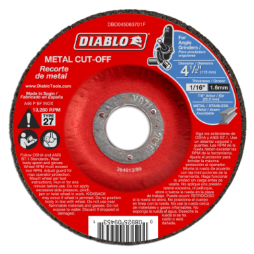 Diablo DBD045063701F Metal Cut Off Disc - Type 27